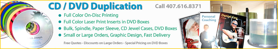 Orlando FL CD DVD duplication, packaging, and best prices for copies.