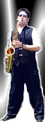 A music producer playing a jazz sax